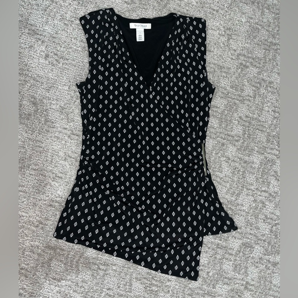 White House Black Market faux wrap black top